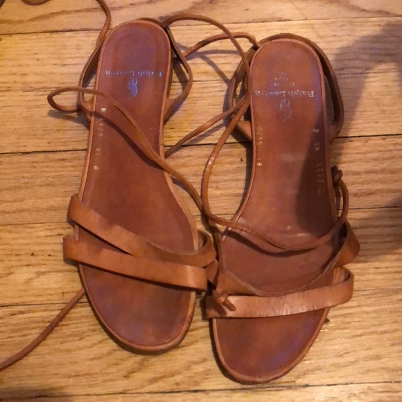Ralph Lauren leather lace up sandals - Picture 1 of 1
